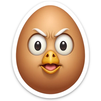 chiken egg with human mad face and feets sticker