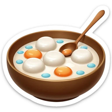 tangyuan in ceramic chinese bowl and spoon sticker