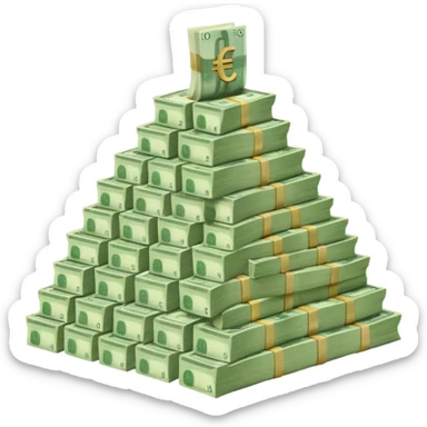 a mountain of packs of euros sticker