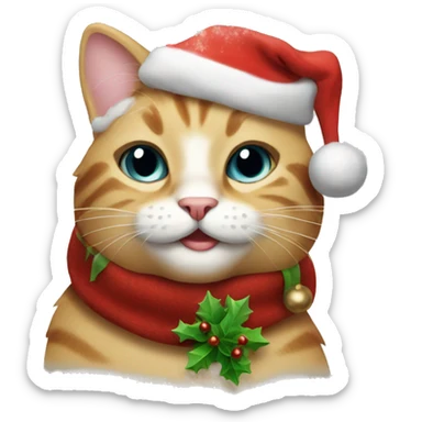 Christmas cat smiling sticker