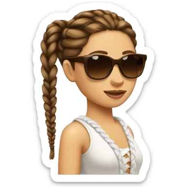amazon with French braids, brown hair and sunglasses sticker