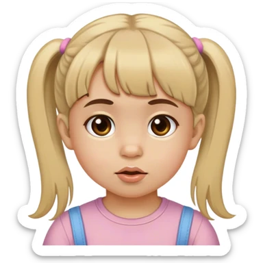 Brown eyed two year old with dirty blonde bangs and pigtails sticker