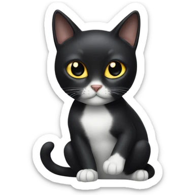 Black cat with white spot on its groin sticker