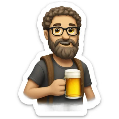 bearded guy with glasses meme drinking a beer  sticker
