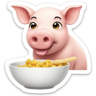 Pig eating sticker