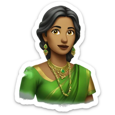 indian woman with green smoke sticker