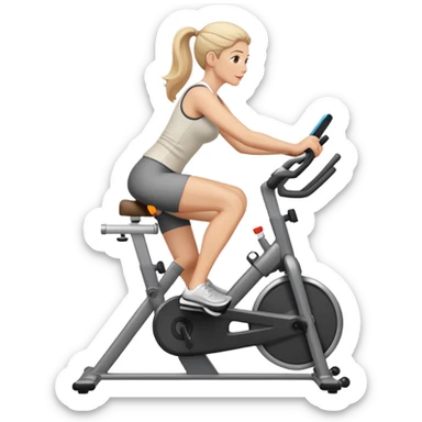 mother pedaling on an exercise bike sticker