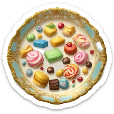 vintage rococo plate of sweets sticker