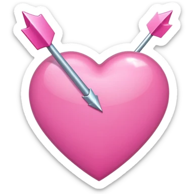 pink heart pierced with pink arrow sticker