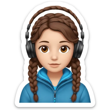 Я хочу дівчину з світлою шкірою корисним волоссям коричне вими очима і з навушниками і в теплому одязі і кучеряве не дуже у косичці  sticker