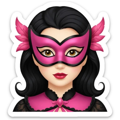 masquerade masked white woman black hair sticker