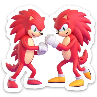 Sonic the Hedgehog and Knuckles the Echidna fist bumping sticker