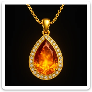 Add a yellow fiery light to the teardrop ruby pendant, representing transformation and rebirth sticker