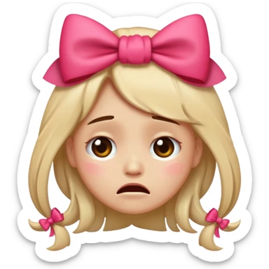Crying emoji with bows in there hair sticker