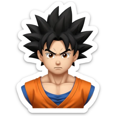 Emoji San goku plus petit niveau image , concentrer comme avant un combat contre un adversaire  sticker
