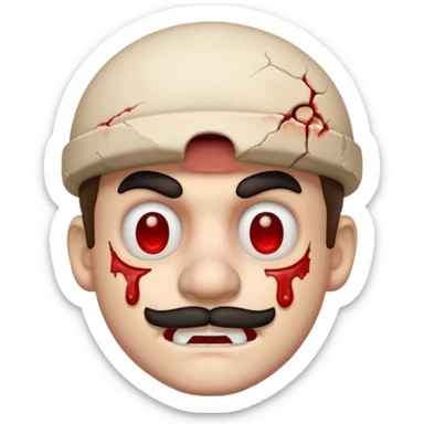 Mario broken skull bloody sticker