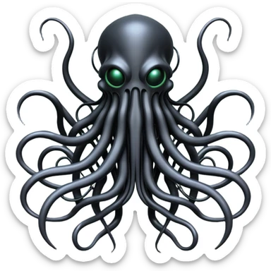 network of dark black wires and tubes forming a surreal Cthulhu creature, Giger-inspired sticker
