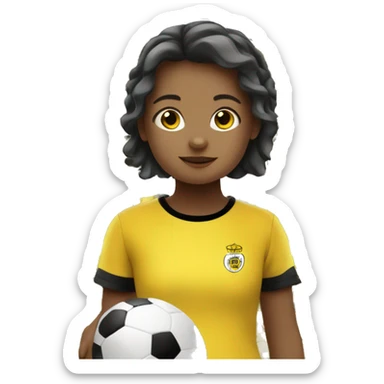 niña jugando al fútbol com camiseta de rayas amarillas y negras sticker