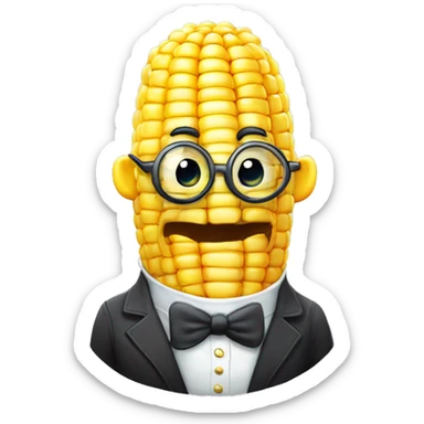 A corn wearing monocle ￼ sticker