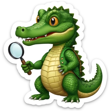 A gator with a magnifying glass sticker