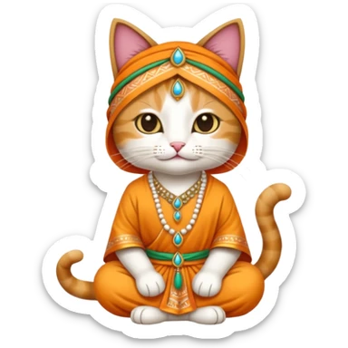 cat wearing indian clothes sticker