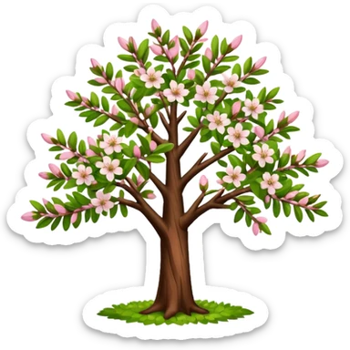 big almond tree with almost green leaves sticker