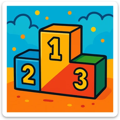 a podium, colorful, playful, cartoon style sticker