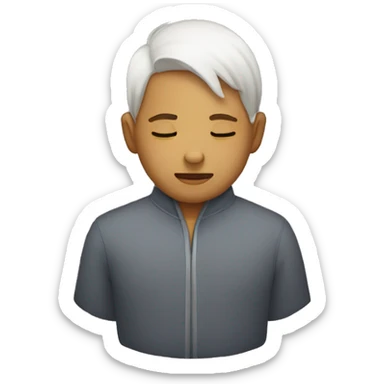 serene boy with closed eyes sticker