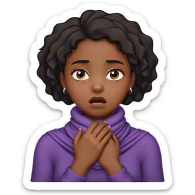 Black girl with her hands wrapped around her neck choking herself sticker