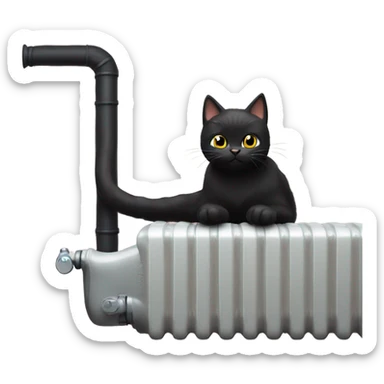 Black cat on radiator sticker