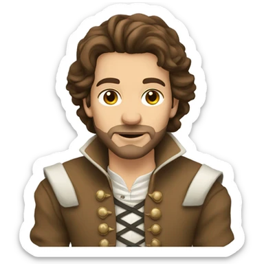Musketeer beige jaket brown hair no mustache sticker