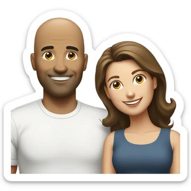 Bald Hispanic man and brunette white woman best friend  sticker