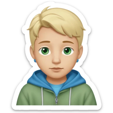 Haz un emoji con estas características: Hombre
Ojos Azules verdosos
Nariz bonita 
Labios medio gordos peor no mucho
Orejas bonitas
Rubio
Ropa Oversize sticker