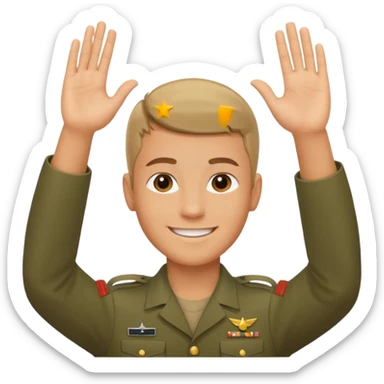 joven trigueno corte militar sonrisa bonita mano arriba sticker