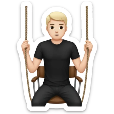 A man standing in the chair and looking at the hanging rope thinking to suicide  sticker