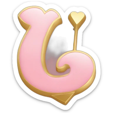 Arrow going through a love heart in the shape of the letter B light pink and gold sticker