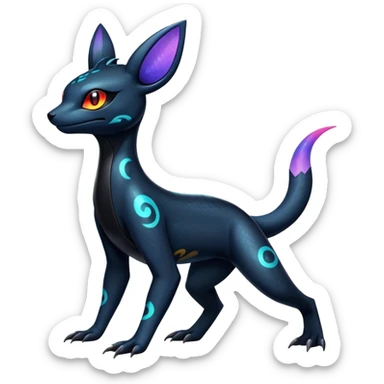 Colorful Dark Shiny Exotic Salandit-Umbreon-Quilava-Fakémon-hybrid-creature (full body)  sticker