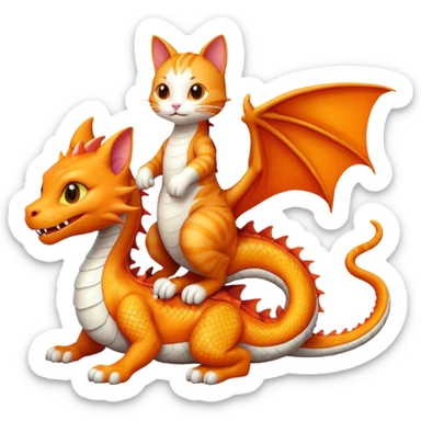 Cat on dragon sticker