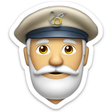 An bold old seaman man with woolcap and scissors sticker