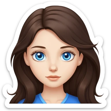 long hair brunette girl gamer with blue eyes sticker