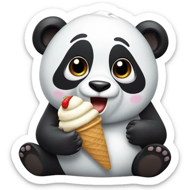 Panda eating ice cream sticker