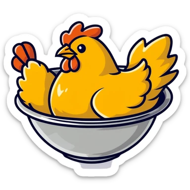 extra crispy golden fried chicken in a silver stainless steel bowl sticker
