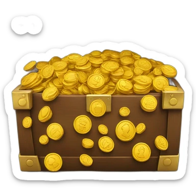many gold coin in a coffer sticker