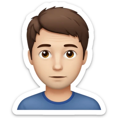 Create an emoji of a man with white skin and short brown but slightly messy hair sticker