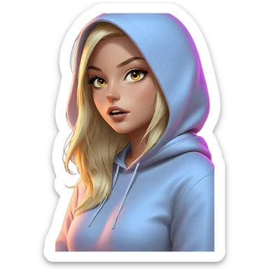 blonde girl in hooded sweatshirt sticker