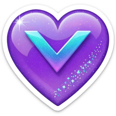 glitter purple and cian checkmark sticker