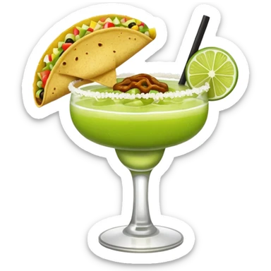 Create a picture of a margarita with a taco inside of it sticker