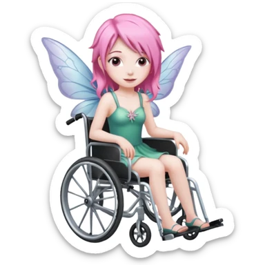 Female fairy with pink hair in a wheelchair sticker