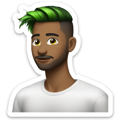 Dj con peinado undercut, cabello negro y ojos verdes sticker