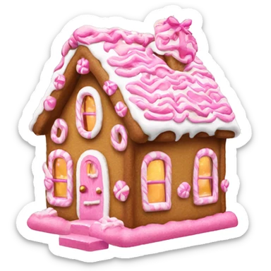 Pink and white ginger bread house with bows sticker